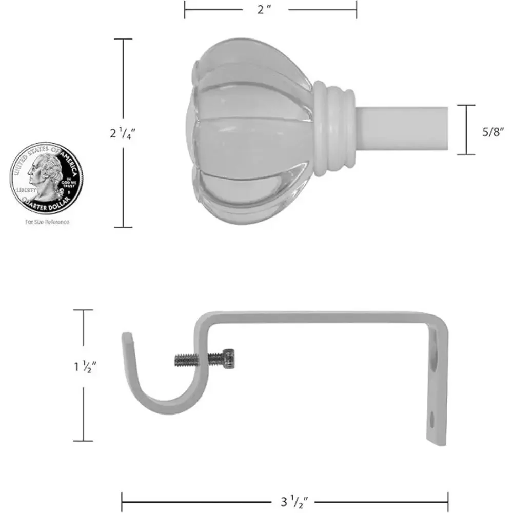Decopolitan Clear Acrylic Crown 5/8 in Adjustable Curtain Rod 26 to 48 in
